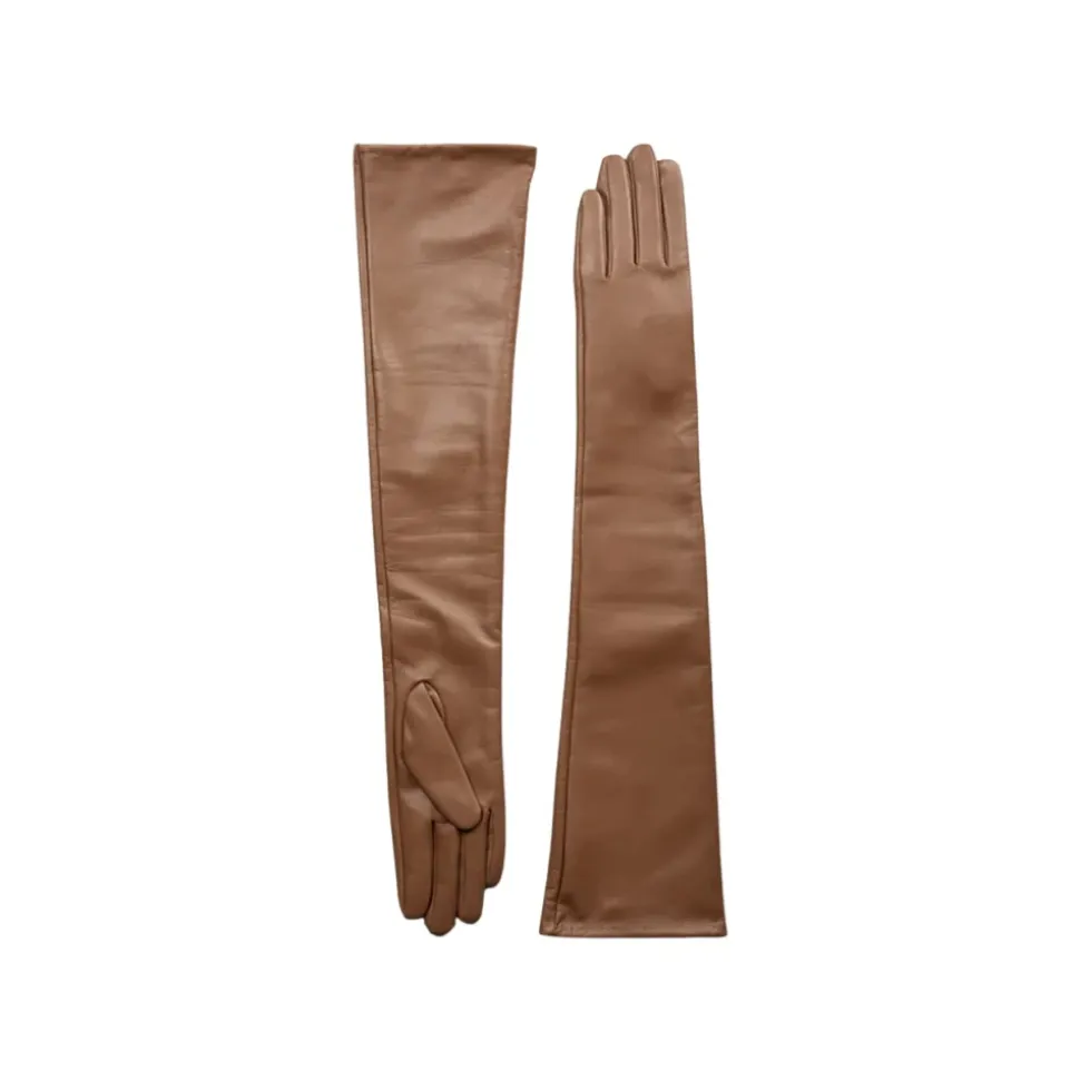 TG Camel Ellbogenlange Lederhandschuhe