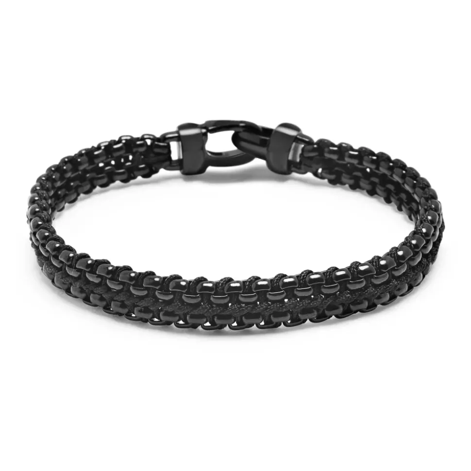 Total Black Woven 8mm Box Chain Armband
