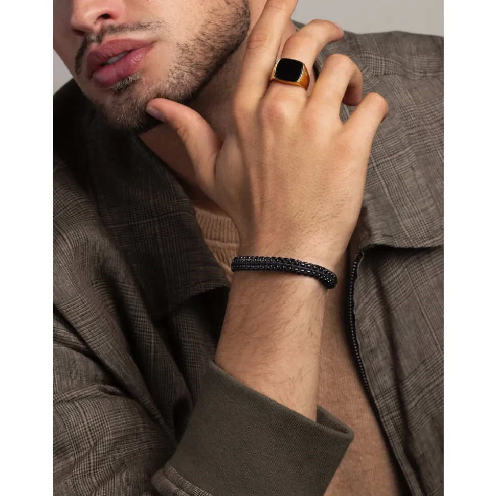 Total Black Woven 8mm Box Chain Armband