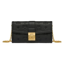 Tracy Portemonnaie aus geprägtem Leder mit Monogramm und Kettenriemen