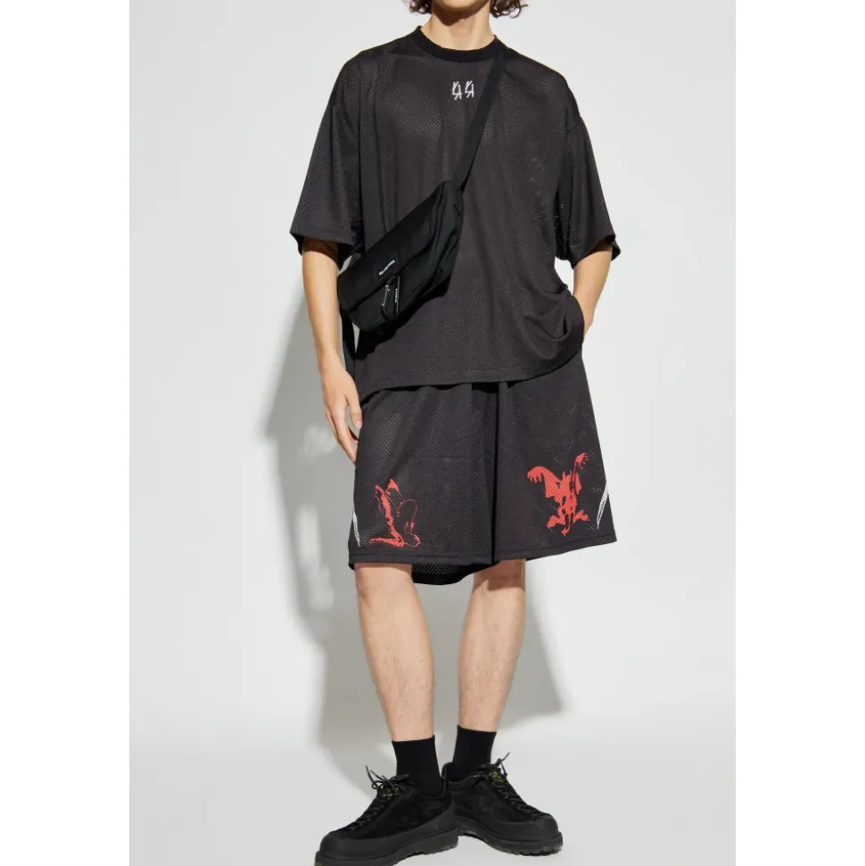 T-Shirt mit Logo und Löchern