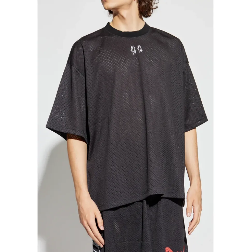 T-Shirt mit Logo und Löchern
