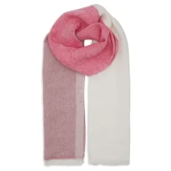 Unisex fuchsia Leinenschal mit dreifarbigem Muster