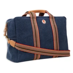 Unisex Wochenendtasche aus einfarbigem blauem Baumwoll-Canvas