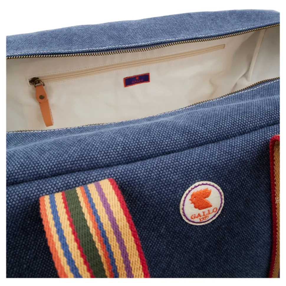 Unisex Wochenendtasche aus einfarbigem blauem Baumwoll-Canvas