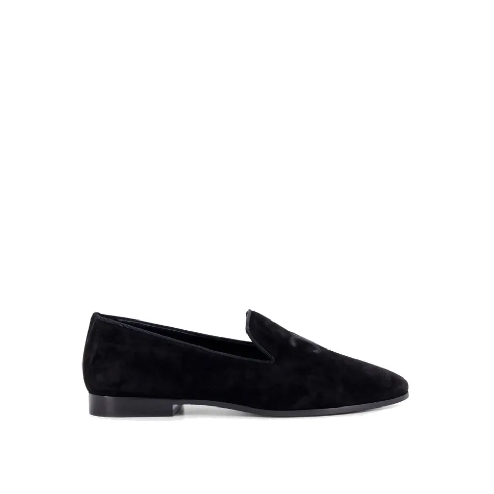 Velours-Loafer mit gesticktem Triomphe-Logo