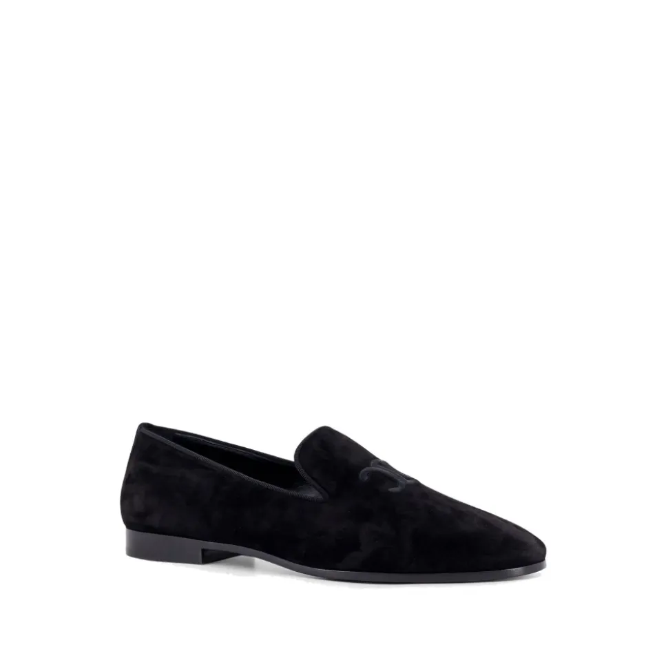 Velours-Loafer mit gesticktem Triomphe-Logo