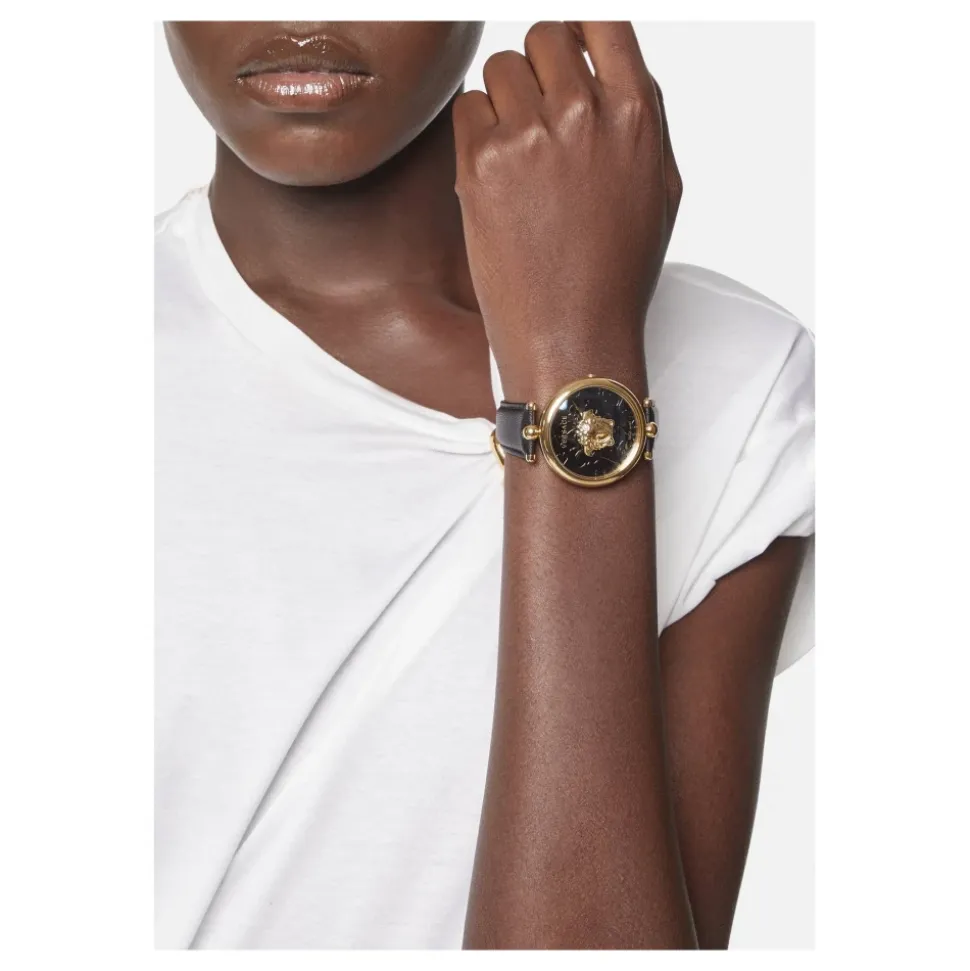 Versace Damen Armbanduhr Palazzo Empire 39 mm Medusa auf dem Zifferblatt Armband Leder VECO01420