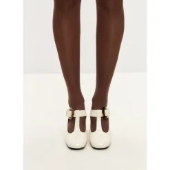 Vintage Buckle Patent Leather Pumps - White