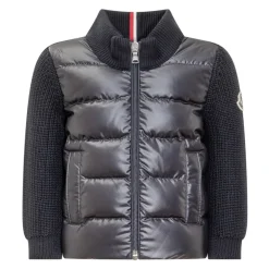 Wattierte Strickjacke mit Woll-Reißverschluss