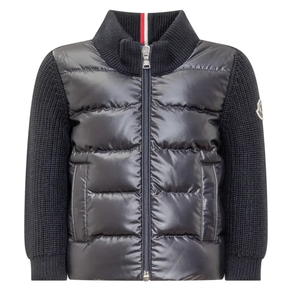 Wattierte Strickjacke mit Woll-Reißverschluss