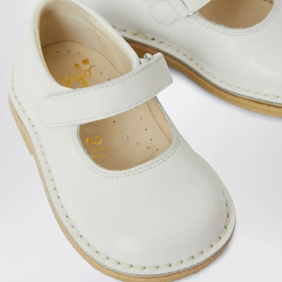 Weiße Ballerina mit runder Spitze flache Schuhe