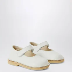 Weiße Ballerina mit runder Spitze flache Schuhe