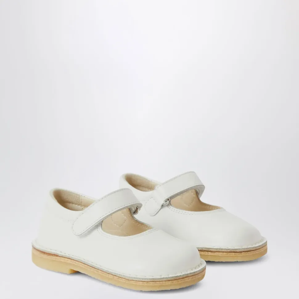 Weiße Ballerina mit runder Spitze flache Schuhe