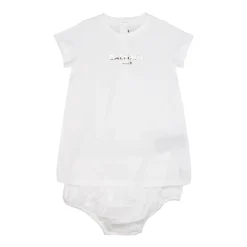 Weiße Baumwollkleid mit Logo-Print