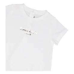 Weiße Baumwollkleid mit Logo-Print