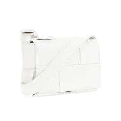Weiße Geflochtene Leder Mini Tasche