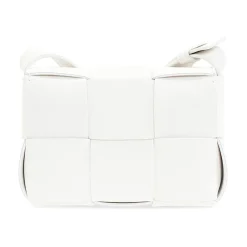 Weiße Geflochtene Leder Mini Tasche