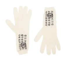 Weiße Gestrickte Handschuhe Wollmischung