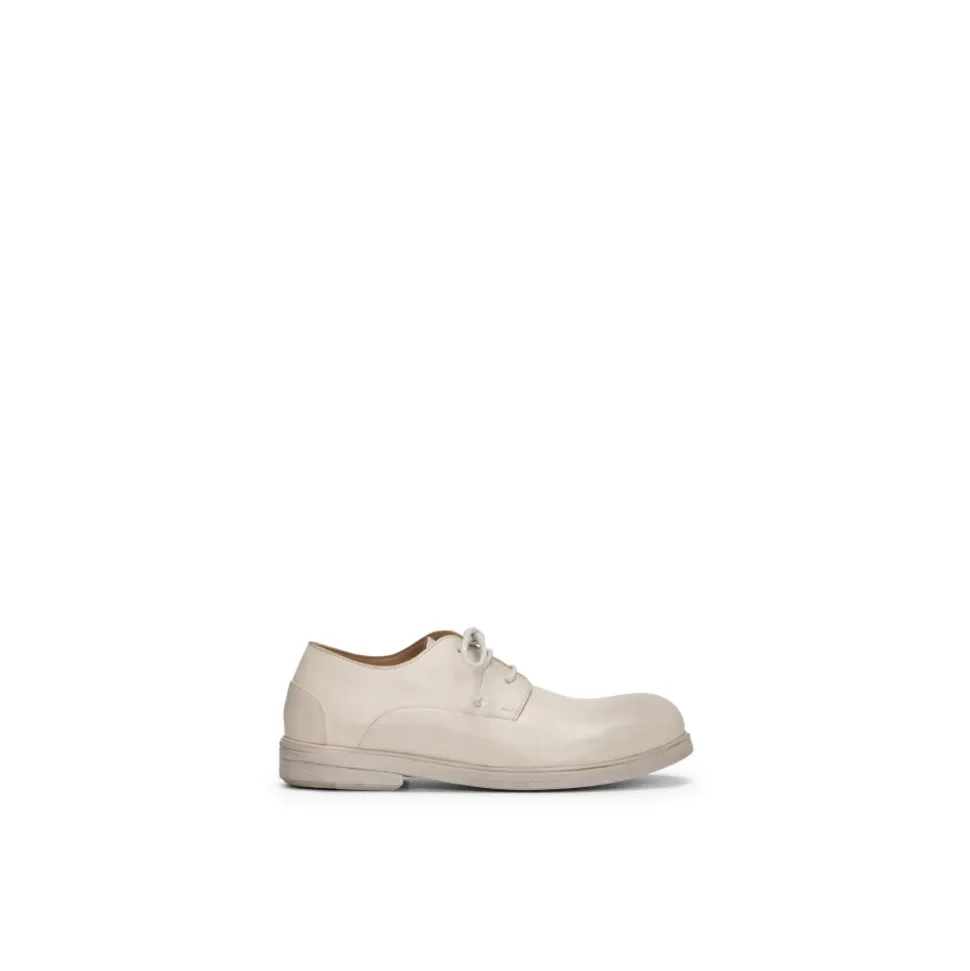 Weiße Leder Derby Schuhe