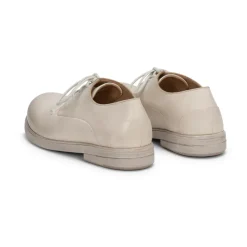 Weiße Leder Derby Schuhe