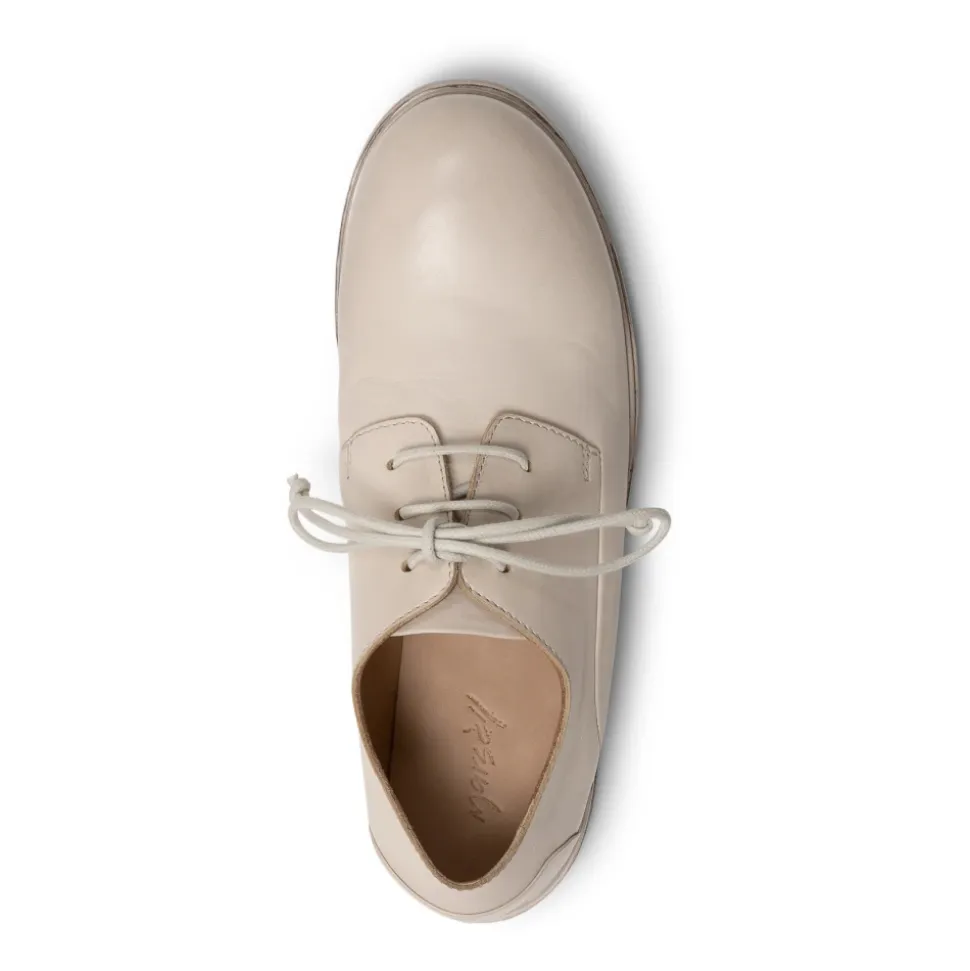 Weiße Leder Derby Schuhe