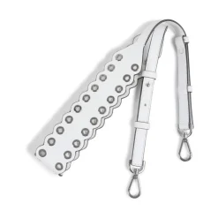 Weiße Lederösenbandtasche