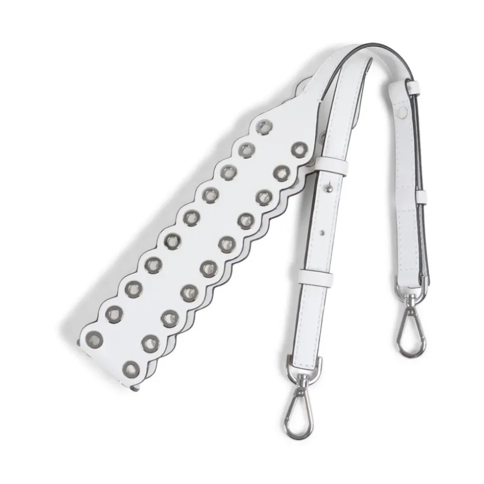 Weiße Lederösenbandtasche