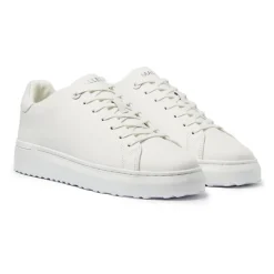 Weiße Ledersneaker mit glänzenden Details