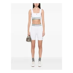 Weiße nahtlose Slim Fit Shorts