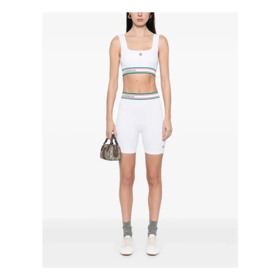 Weiße nahtlose Slim Fit Shorts