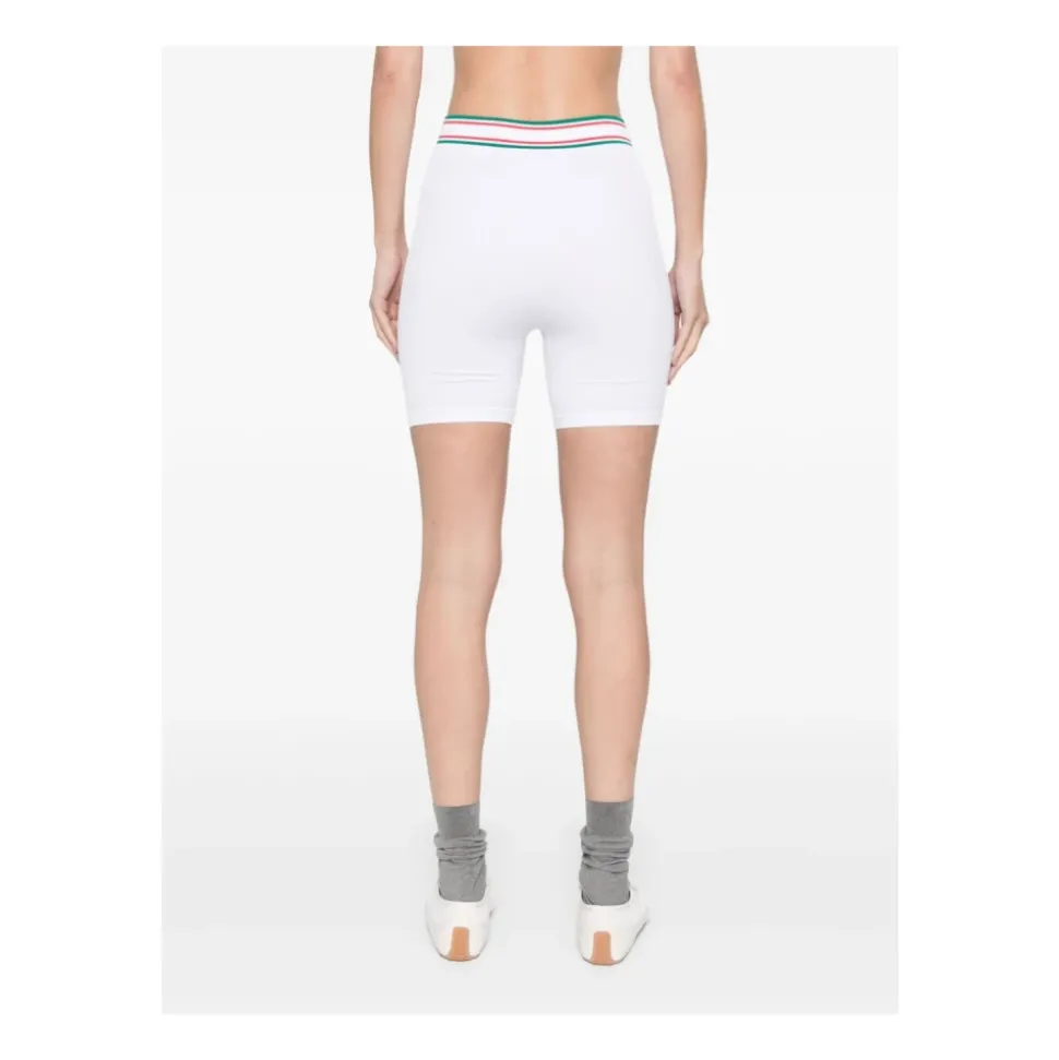 Weiße nahtlose Slim Fit Shorts