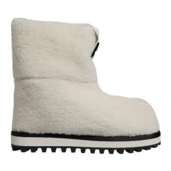Weiße Shearling Mid Calf Stiefel