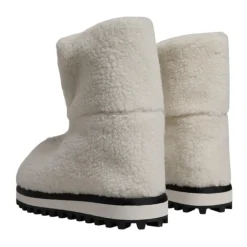 Weiße Shearling Mid Calf Stiefel