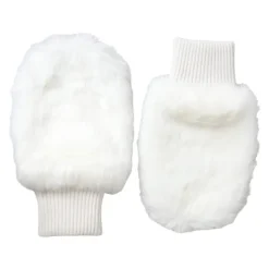 Weiße Strickpelz-Handgelenk-Fingerlose Handschuhe