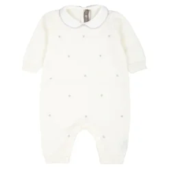 Weiße Strick-Polka-Dot-Kleid