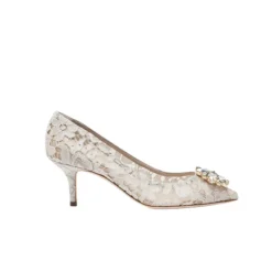 Weiße Taormina Pumps mit Kristallen