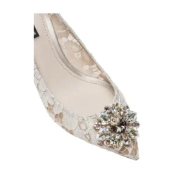 Weiße Taormina Pumps mit Kristallen