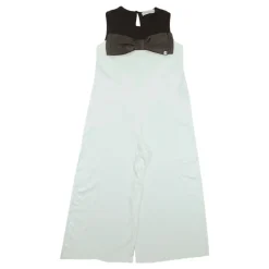 Weißer Jumpsuit mit weiten Beinen und Schleife