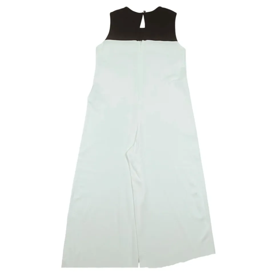 Weißer Jumpsuit mit weiten Beinen und Schleife
