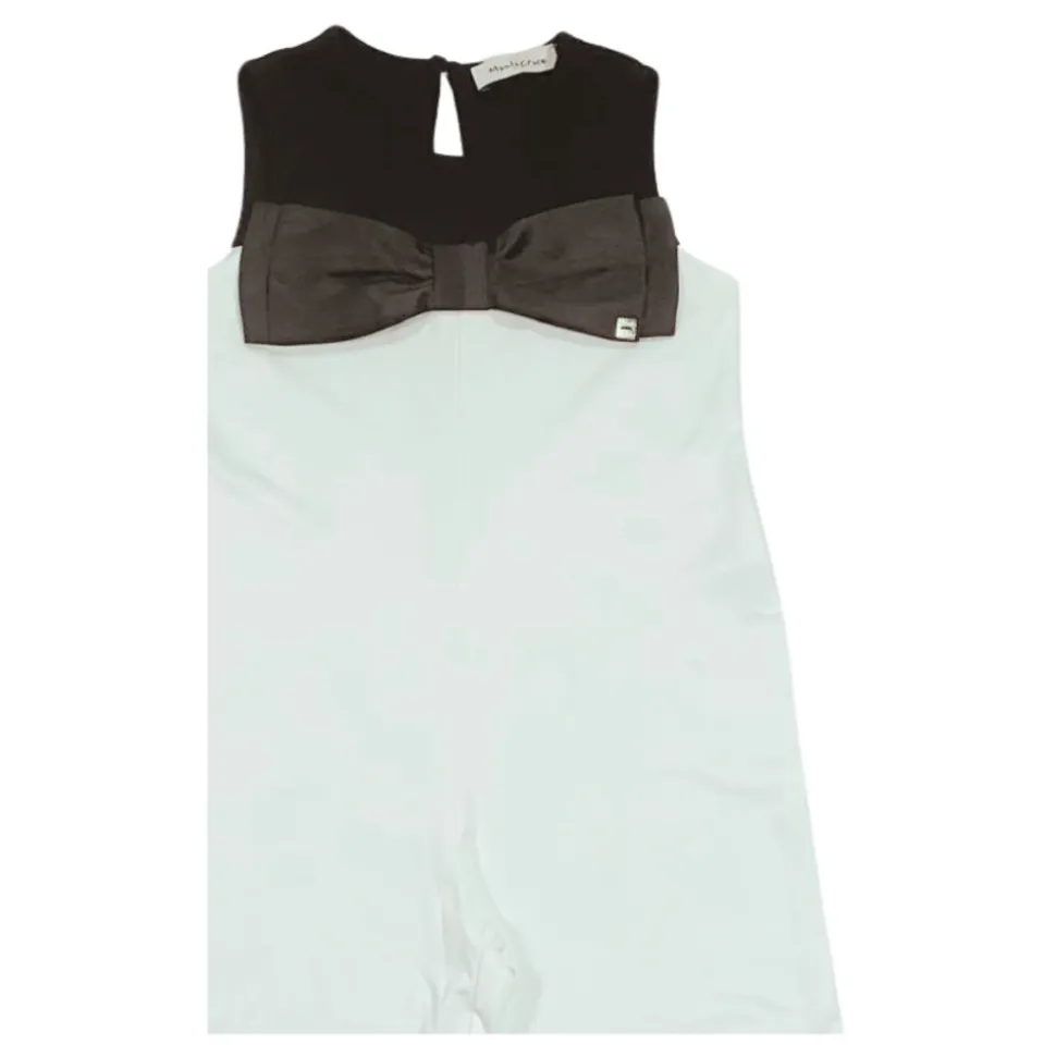 Weißer Jumpsuit mit weiten Beinen und Schleife