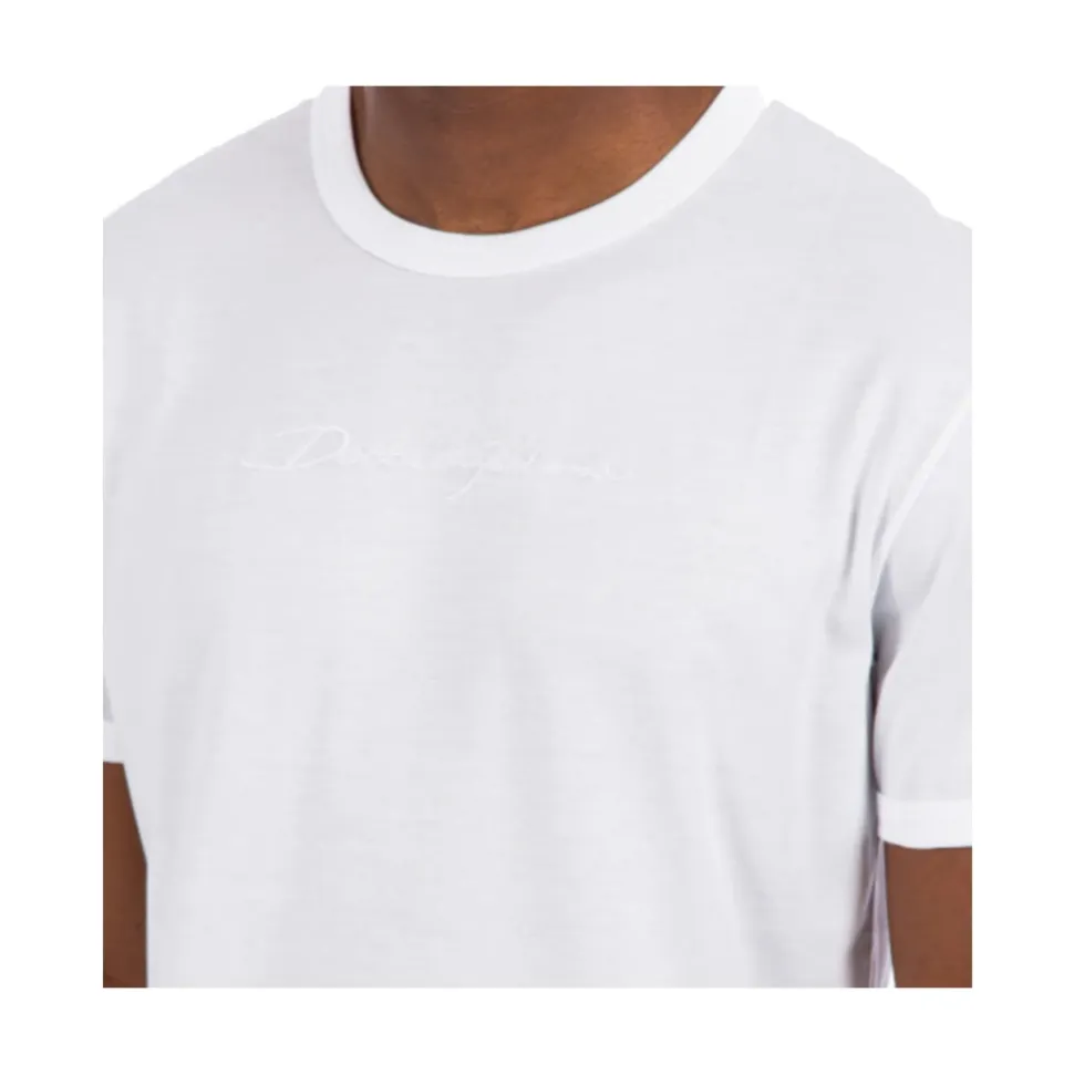 Weißes Besticktes Signature T-Shirt
