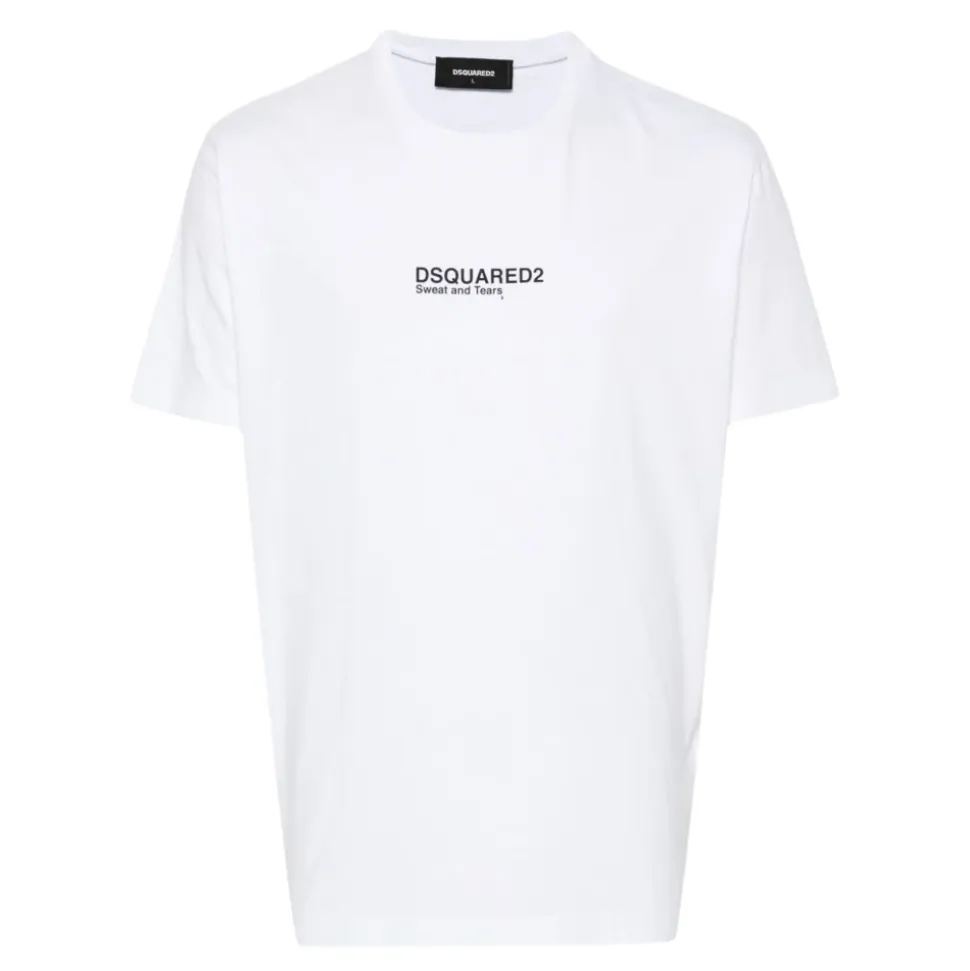 Weißes Jersey-T-Shirt mit Logo-Print