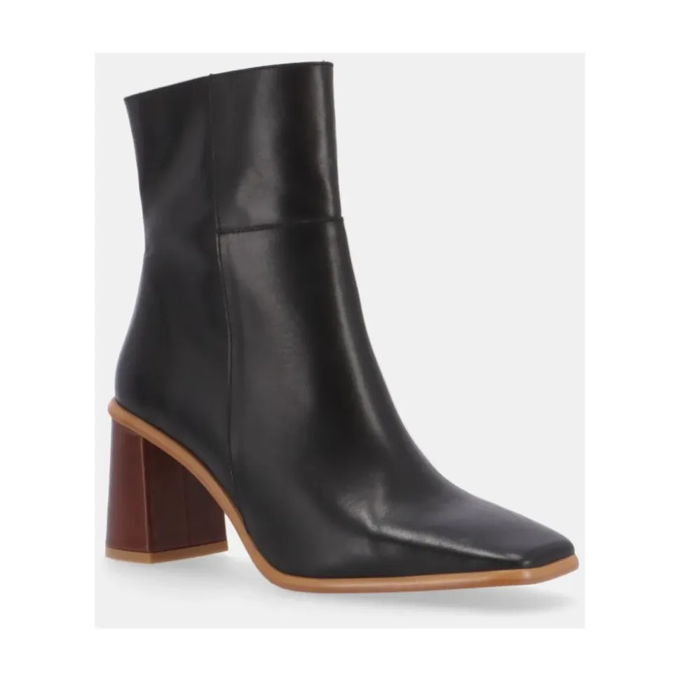 West Vintage Schwarze Leder Stiefeletten