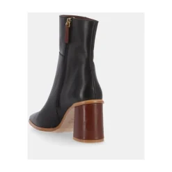West Vintage Schwarze Leder Stiefeletten