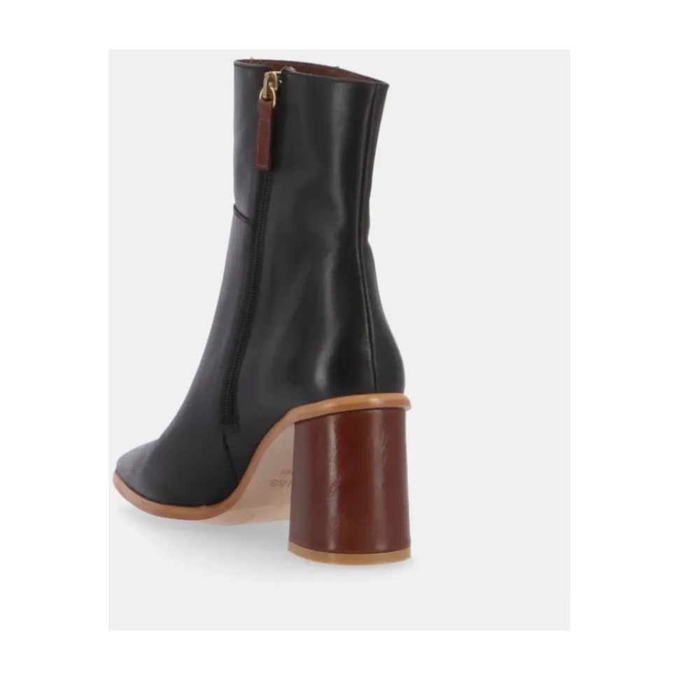 West Vintage Schwarze Leder Stiefeletten