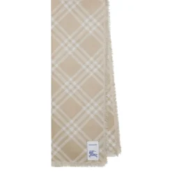 Wide Check Wollseide Schal