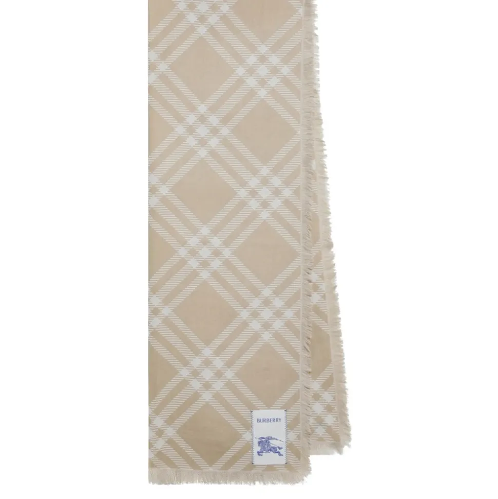 Wide Check Wollseide Schal