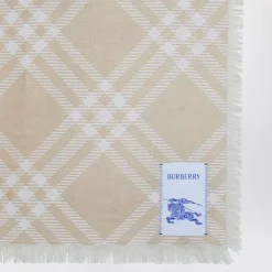 Wide Check Wollseide Schal