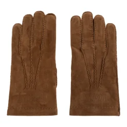 Wildlederhandschuhe mit gesticktem Logo